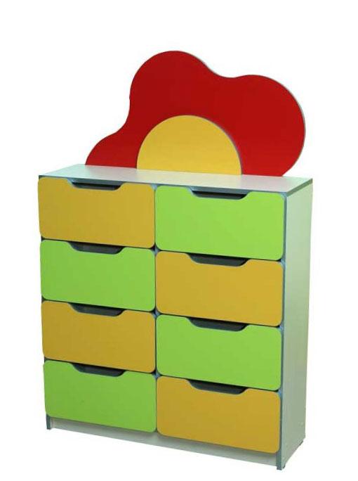 Стінка дитяча "Квіткова поляна" №6, з шухлядами,для дидактичного матеріалу, книг, особистих речей дітей,( ТОВ ‘’АЛМАНТ’’), 900х300х1365 мм.